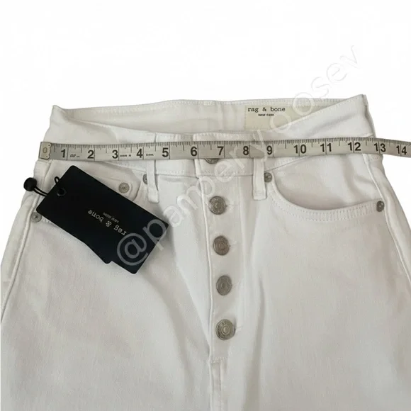 rag & bone Casey Exposed Button High Waist Ankle Flare Jeans (Optic White) - Picture 10 of 13